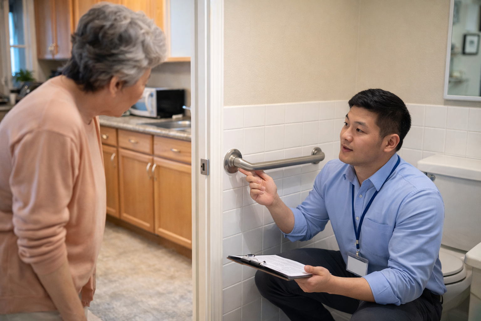 Occupational therapy therpaist doing home modification in NDIS home care package 